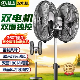林边双面双头落地扇360度旋转摇头工厂商用大功率工业风扇新款