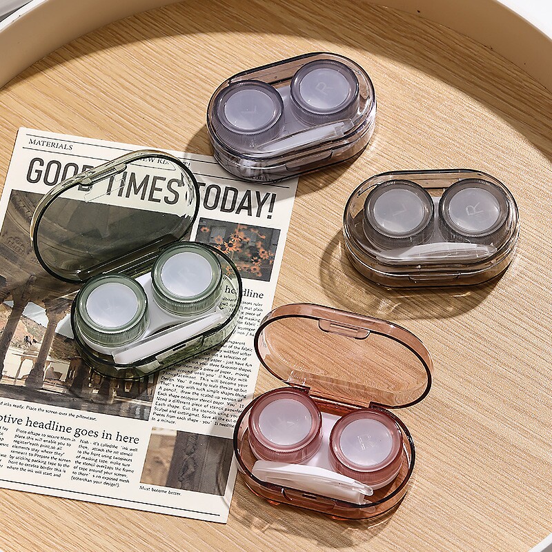 简约隐形眼镜盒便携小巧轻便伴侣护理盒ins防漏透明美瞳盒护理液