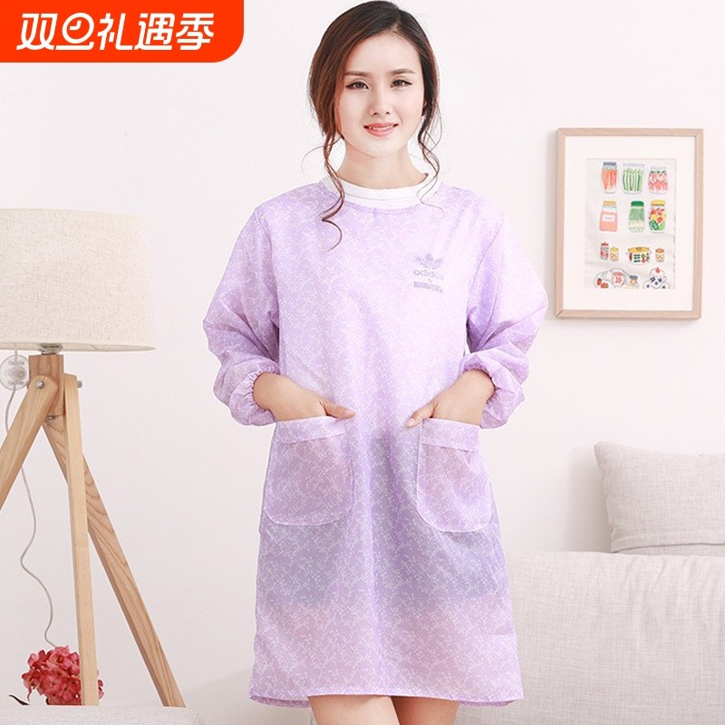 不粘毛清凉围裙韩版时尚罩衣防水围裙女反穿衣成人防晒衣工作服