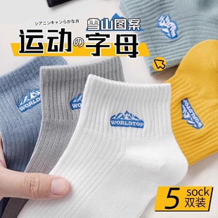 防臭吸汗袜子 男士 5双装 雪山短袜男