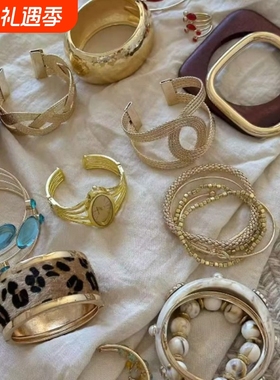 【中古手镯合集】高级感秋冬bi备时髦高智感宽边手镯豹纹手环手串