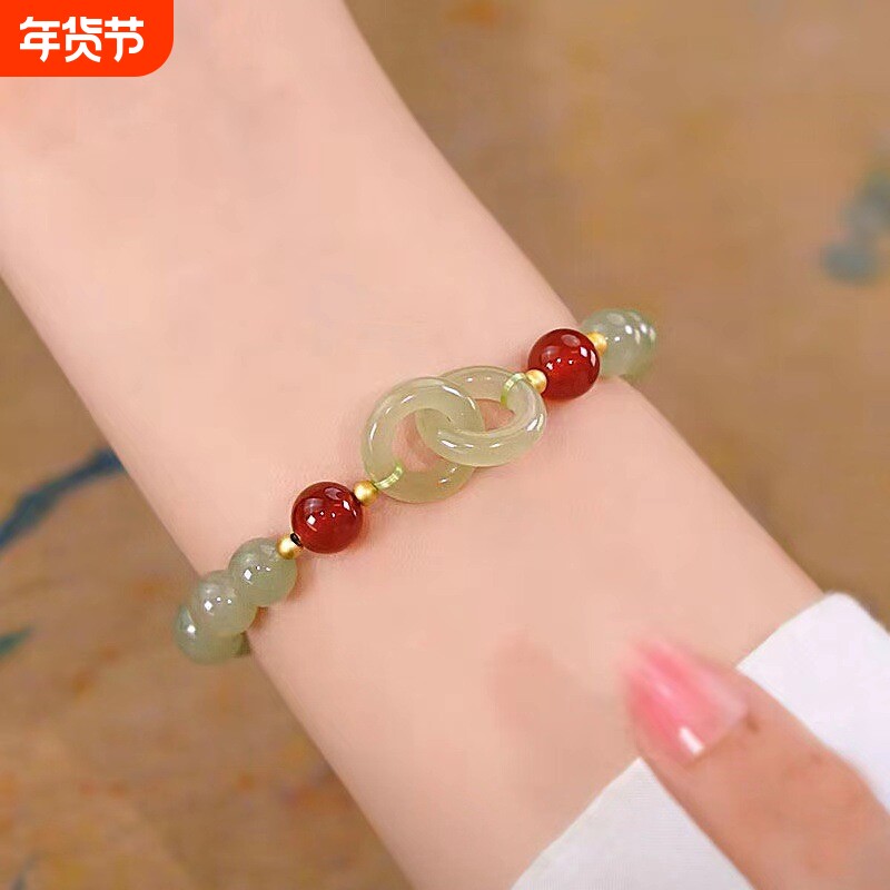 环环相扣手链女2024年新款轻奢小众精致串珠学生闺蜜琉璃手串手饰