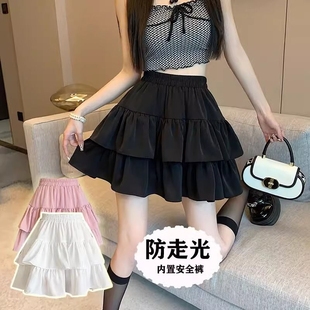 女童半身裙夏款 A字蛋糕裙小女孩裙子 百褶裙黑大儿童女孩短裙夏季