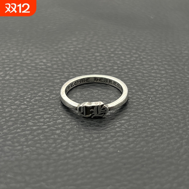 ODEK高级感复古泡泡糖梵文字母 logo细款戒指不掉色中古指环尾