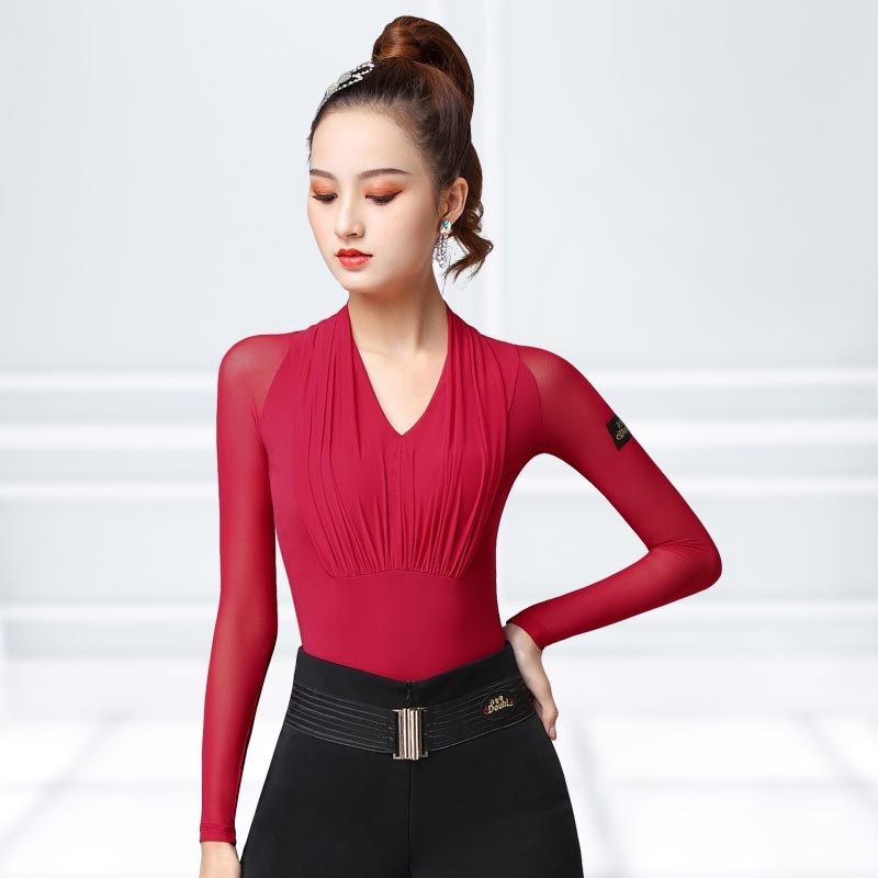 丹宝罗跳交谊舞拉丁舞服上衣女练功服国标舞摩登舞衣舞蹈服装连体