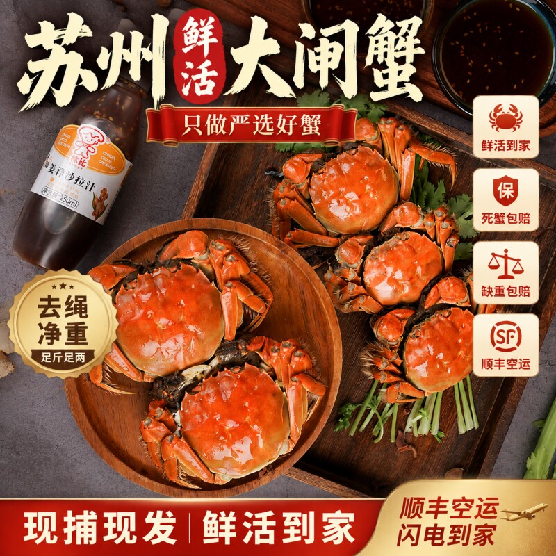 苏州阳澄精品大闸蟹鲜活螃蟹公4全母3两10只中秋高端礼盒装水产图片