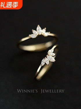 wish热卖 s925纯银镀14K金戒指细款小众设计简约气质日系简约指环