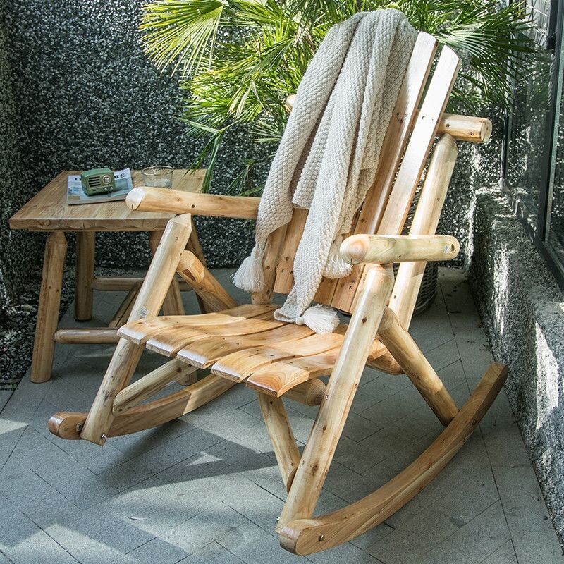 b户外庭院阳台摇椅室外露天防腐木靠背摇椅室内复古休闲逍遥椅