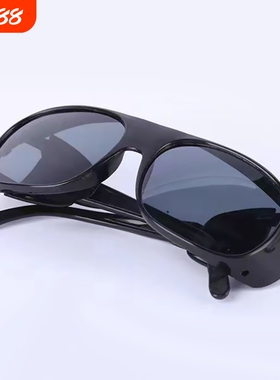 专用电焊眼镜防强光防打眼焊接护目镜玻璃打磨眼镜圆脸高清黑色