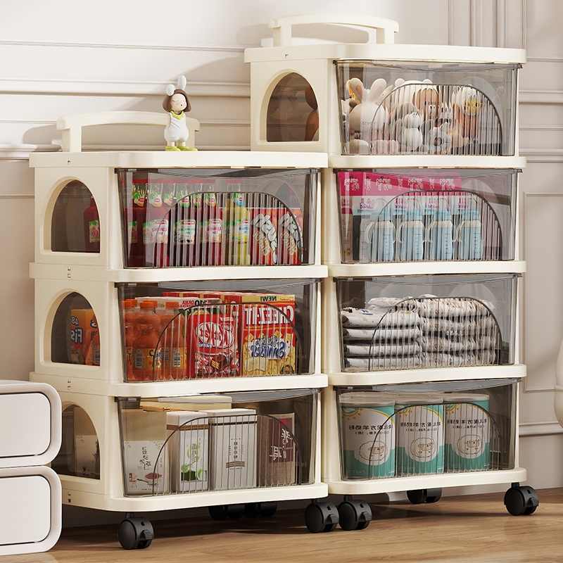 小推车置物架多层落地抽屉式家用婴儿玩具零食收纳架子客厅收纳柜