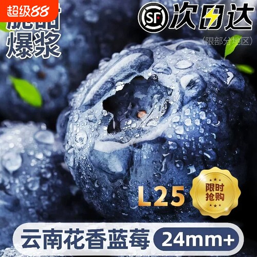 云南花香蓝莓新鲜水果当季大果现摘L25高山孕妇整箱顺丰包邮一颗