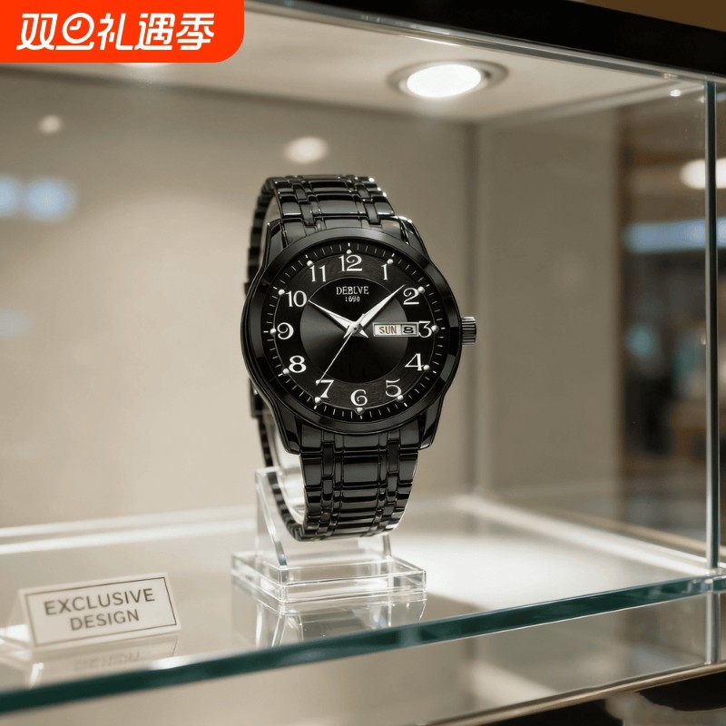 全自动男表手表男款机械风全自动防水数字双日历防水腕表男高级感