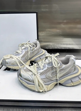 爆款增高灰色老爹鞋女夏季透气网面厚底运动鞋2025新款百休闲鞋