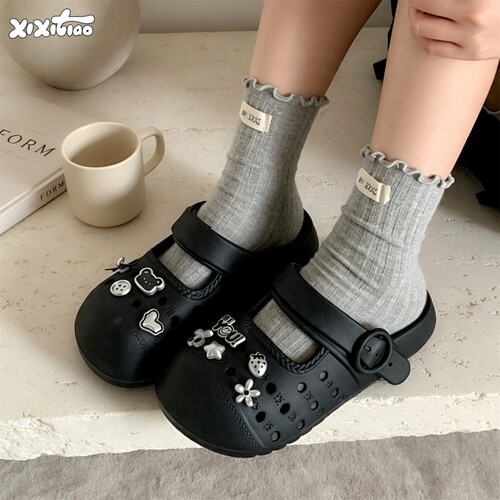 爱心小熊玛丽珍洞洞鞋女
