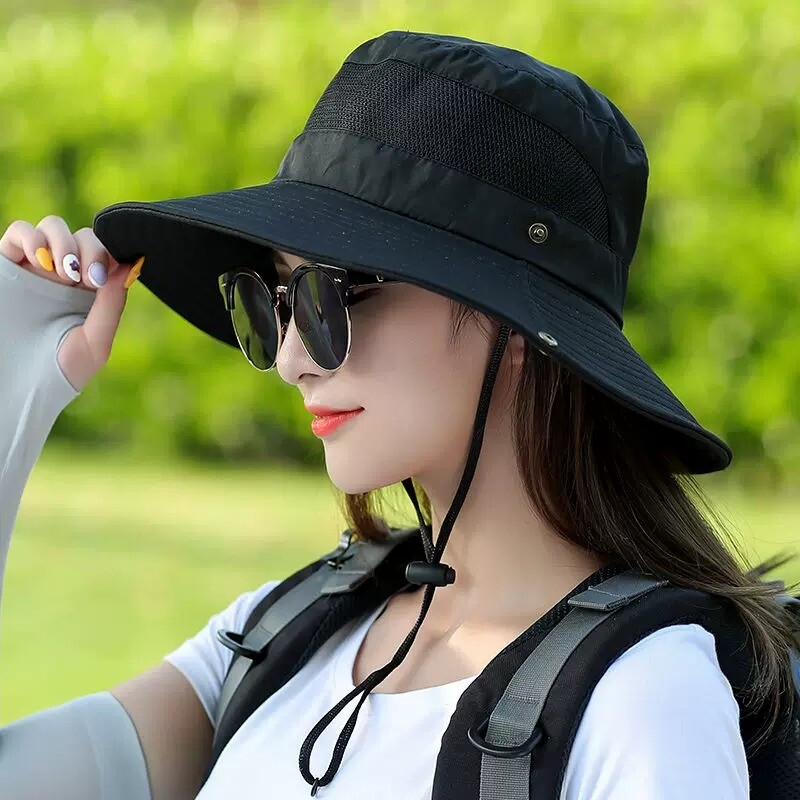 户外徒步登山帽子女夏季防紫外线女士太阳帽可折叠遮阳防晒渔夫帽