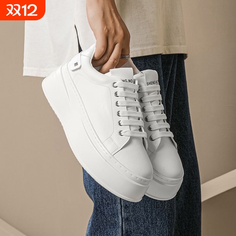品牌断码夏季男鞋新款透气小白鞋子男潮流百搭厚底增高运动鞋休闲