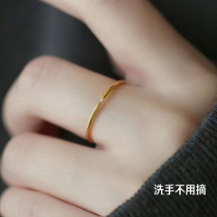 极细不掉色锆石戒指女轻奢高级感18K小众设计时尚实心素圈指环