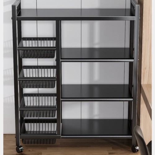 家用菜篮子围栏移动厨房置物架多层收纳多功能免安装橱柜碳钢客厅