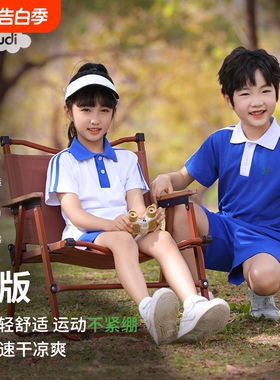 夏季短袖深圳校服小学生男女上衣短裤长裤运动服套装速干蓝色白色