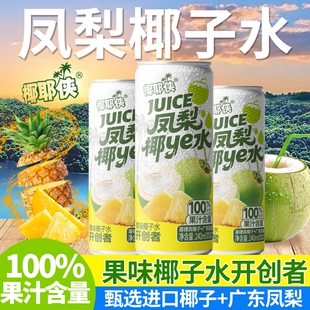 NFC100%凤梨椰子水清爽解腻果蔬汁0蔗糖0脂0240ml8罐整箱果汁浓缩