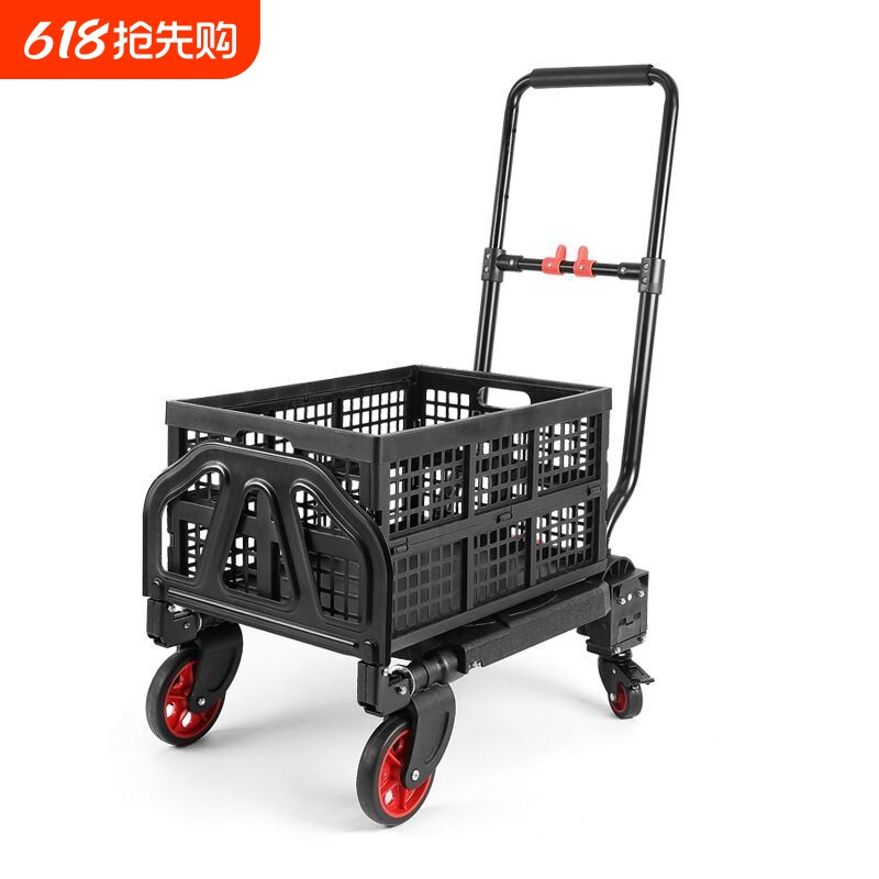 折叠便携拉车手推车平板车搬运拉杆货车拖车小推车静音多功能家用