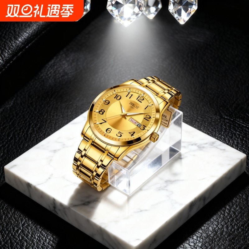 手表男款全自动男表数字双日历防水腕表男机械风全自动防水高级感