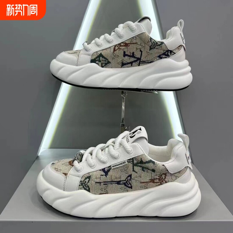 新款男鞋贝壳头板鞋厚底透气休闲鞋男爆款网红老爹鞋时尚运动潮鞋