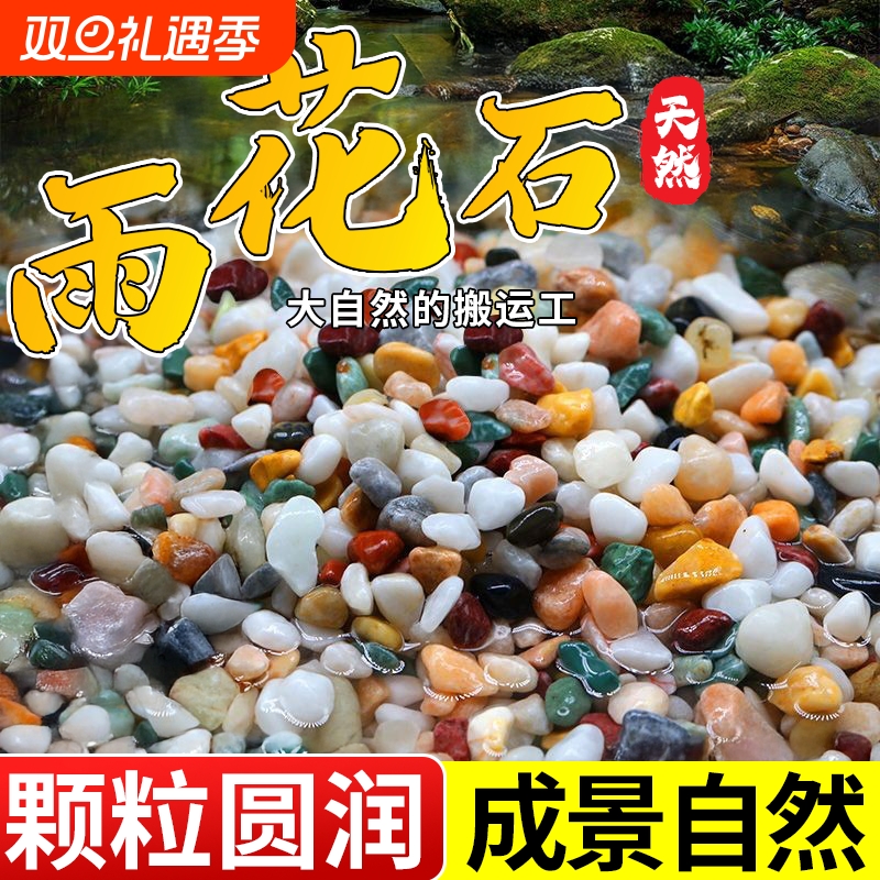 雨花石鱼缸底部砂石天然五彩造景底砂装饰摆件专用原石海缸水质