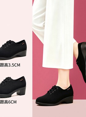 老北京布鞋洋气年轻人新款式女士软底不累脚舒适百搭黑色坡跟单鞋