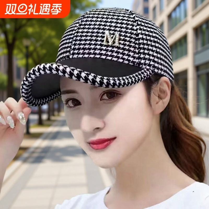 秋冬网红款时尚格子棒球帽子女韩版潮百搭鸭舌帽英伦复古遮阳帽