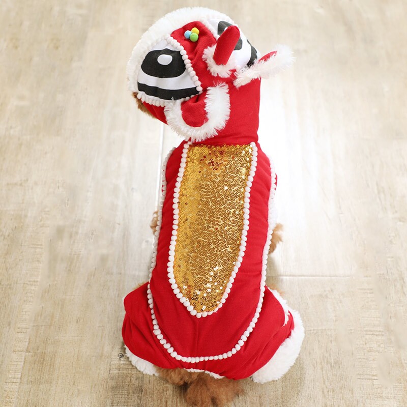 狗狗衣服泰迪猫咪秋冬装宠物小型犬唐装批发比熊新年舞狮醒狮代发