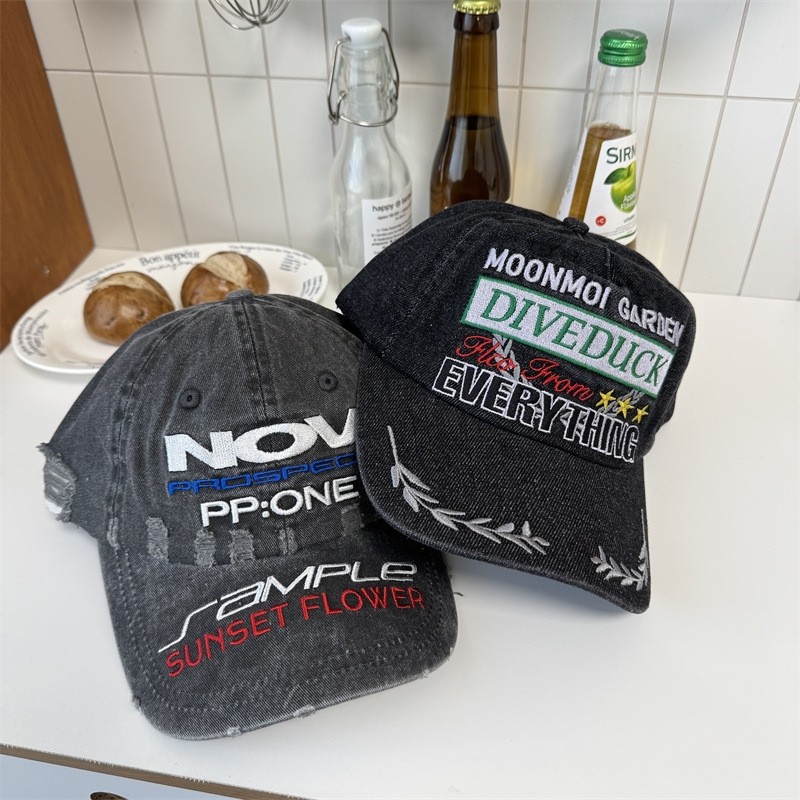 全新升级款母棒球帽女重工破洞水洗软顶情侣潮牌嘻哈大头鸭舌帽男