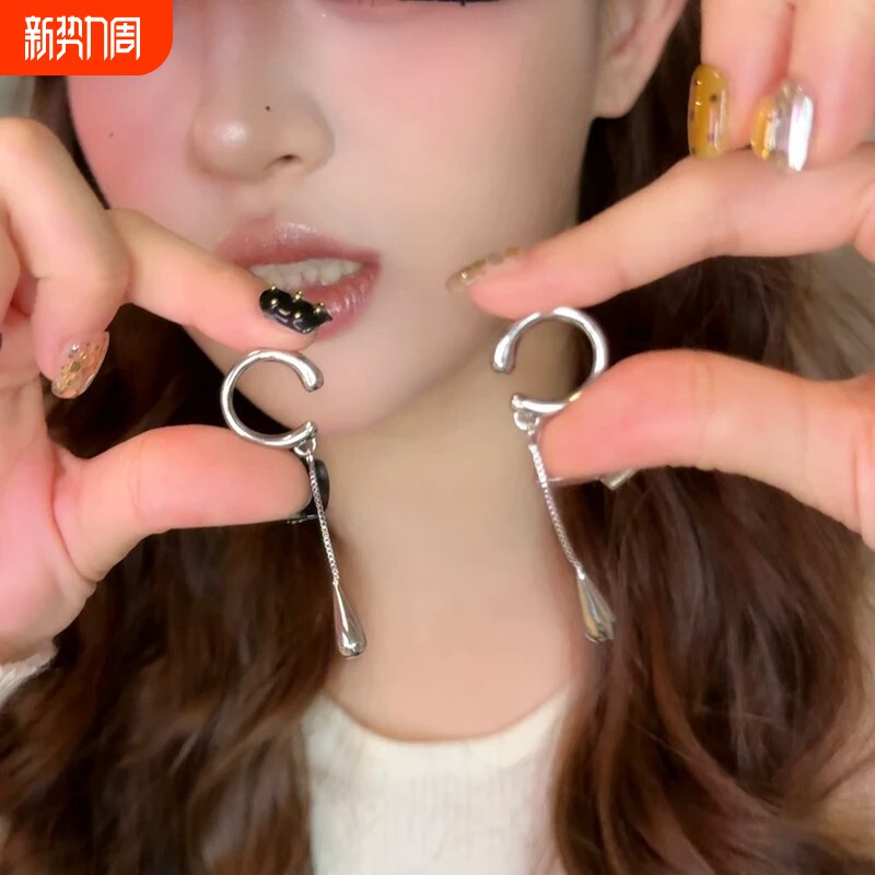 欧美风个性耳夹光面水滴耳环无耳洞ins冷淡风复古耳骨夹时尚通勤