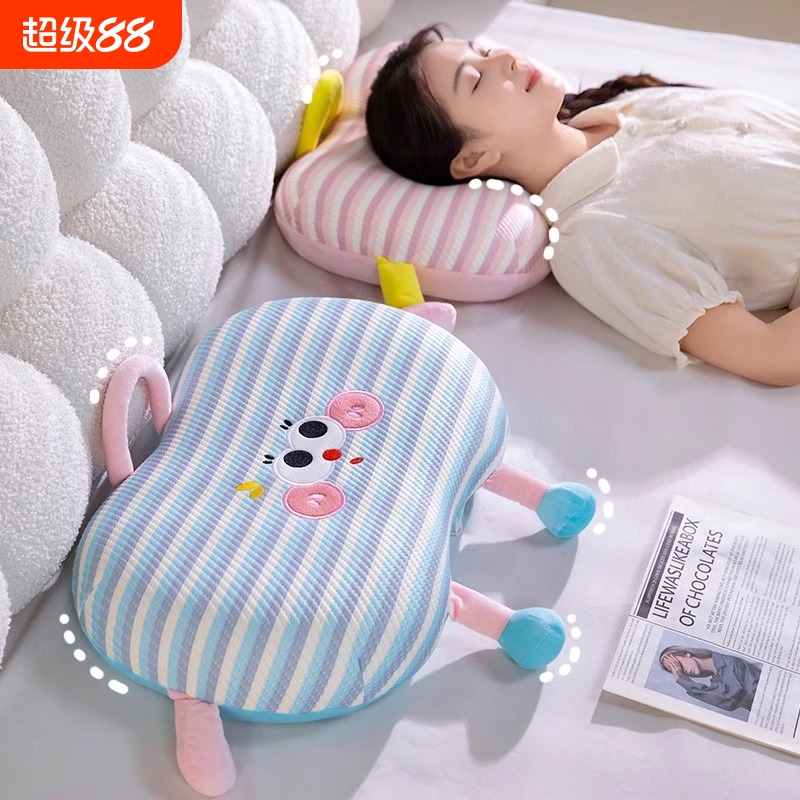 夏季冰丝凉感猫枕头单人记忆棉枕芯儿童学生宿舍护颈椎助眠午睡