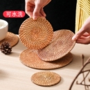 隔热垫子藤编杯垫家用防烫锅垫碗垫耐高温餐桌垫耐热盘子垫茶壶托