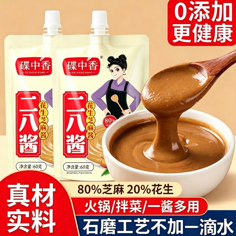 二八酱老北京火锅蘸料凉皮拌菜热干面调味酱袋装二八酱芝麻花生酱