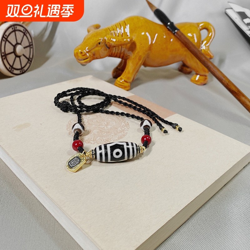 新中式复古天珠男女款简约百搭民族风原创设计可调节扣玛瑙锁骨链