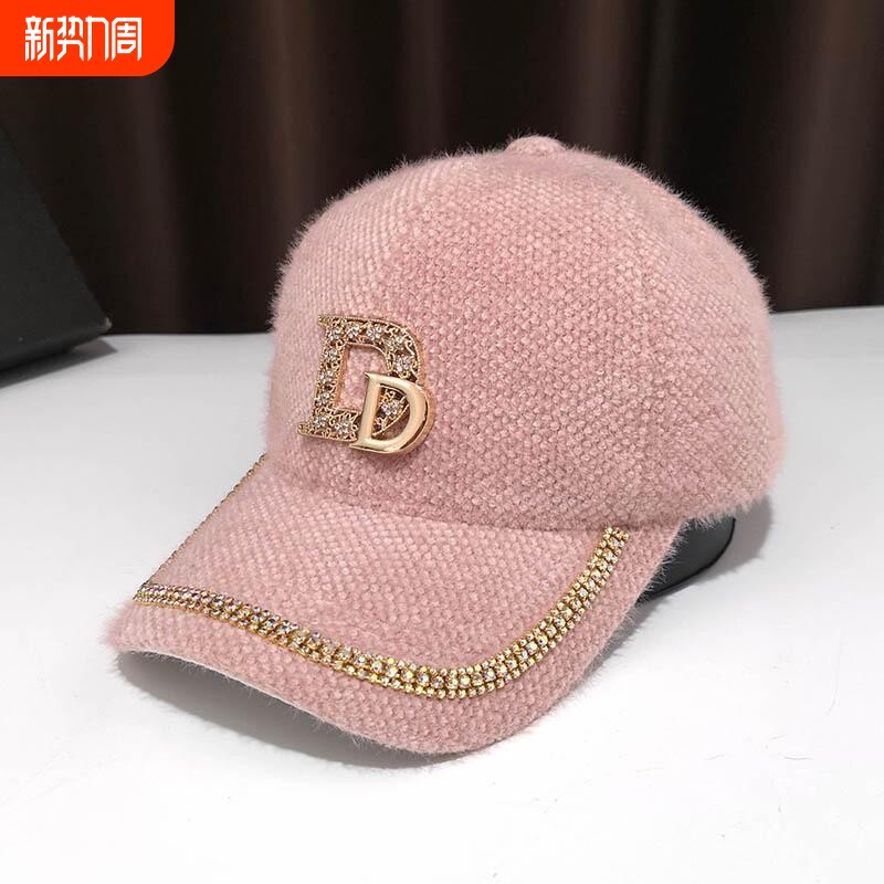 马海毛鸭舌帽ins潮牌秋冬季女大脸宽檐新款保暖时尚帽子潮棒球帽