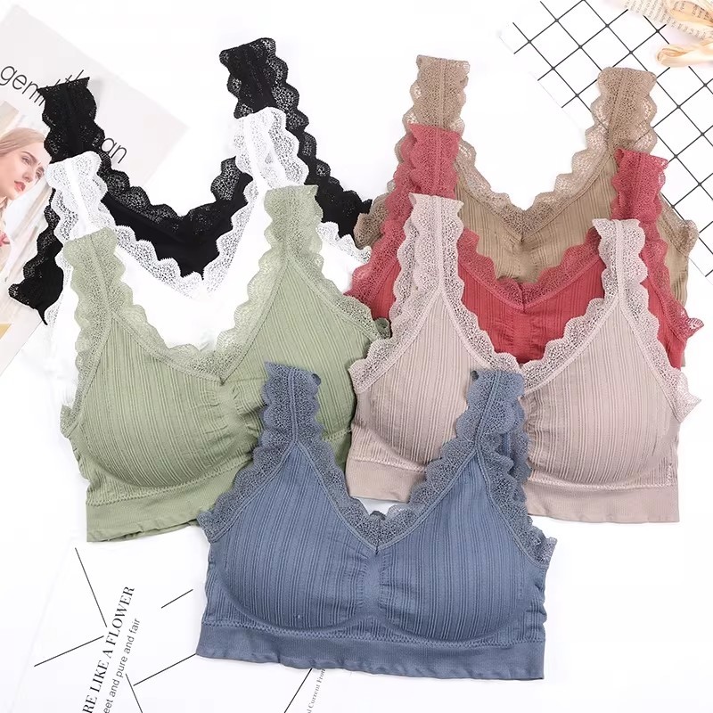 抹胸无钢圈裸感舒适内衣女背心式蕾丝性感小胸美背内搭运动文胸罩
