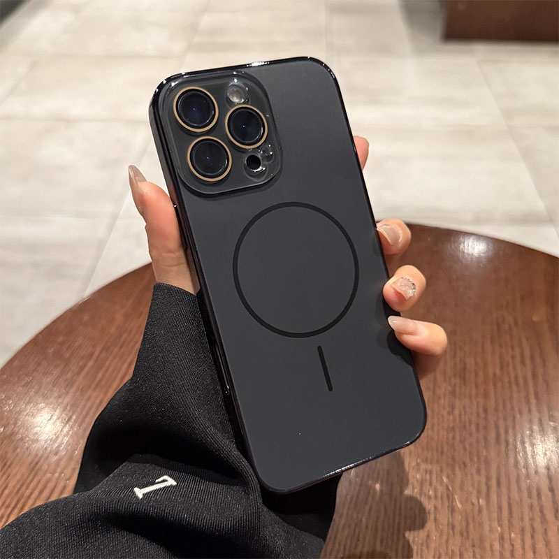 黑色细圈Magsafe磁吸充电适用iphone16pro手机壳13苹果15promax新款AG磨砂14全包镜头膜11pro高级感12保护套