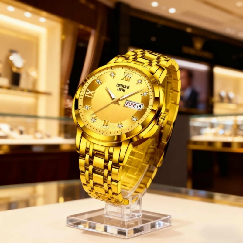 手表男全自动非机械表钢带男款商务防水石英腕表正品名牌镂空男士