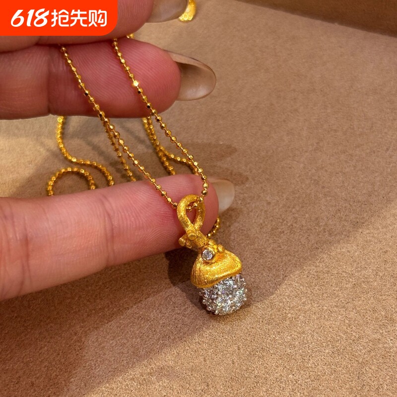 新中式项链气质复古女配饰吊坠莫桑钻小众精致颈链锁骨链饰品