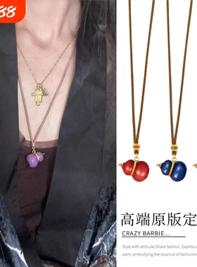 新中式福禄珐琅葫芦编绳项链国风小众设计高颜值锁骨链夏日配饰品