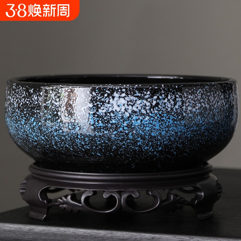 碗莲专用盆缸铜钱草一叶莲水仙花盆金钱草水培植物盆无孔陶瓷桌面