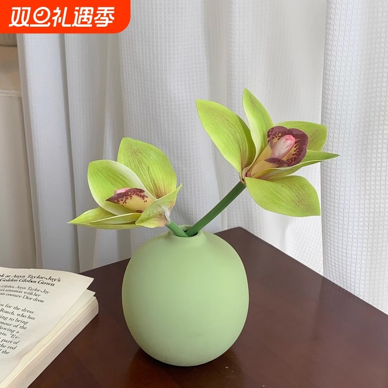 仿真花蕙兰假花陶瓷瓶家居客厅桌面花艺玄关摆件装饰品摆放花卉