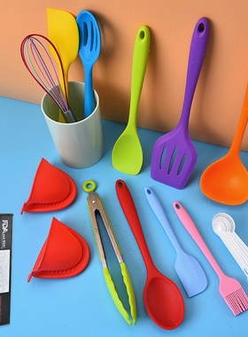 现货跨境款kitchen硅胶厨具14件套装不粘锅锅铲烹饪铲勺厨房用具