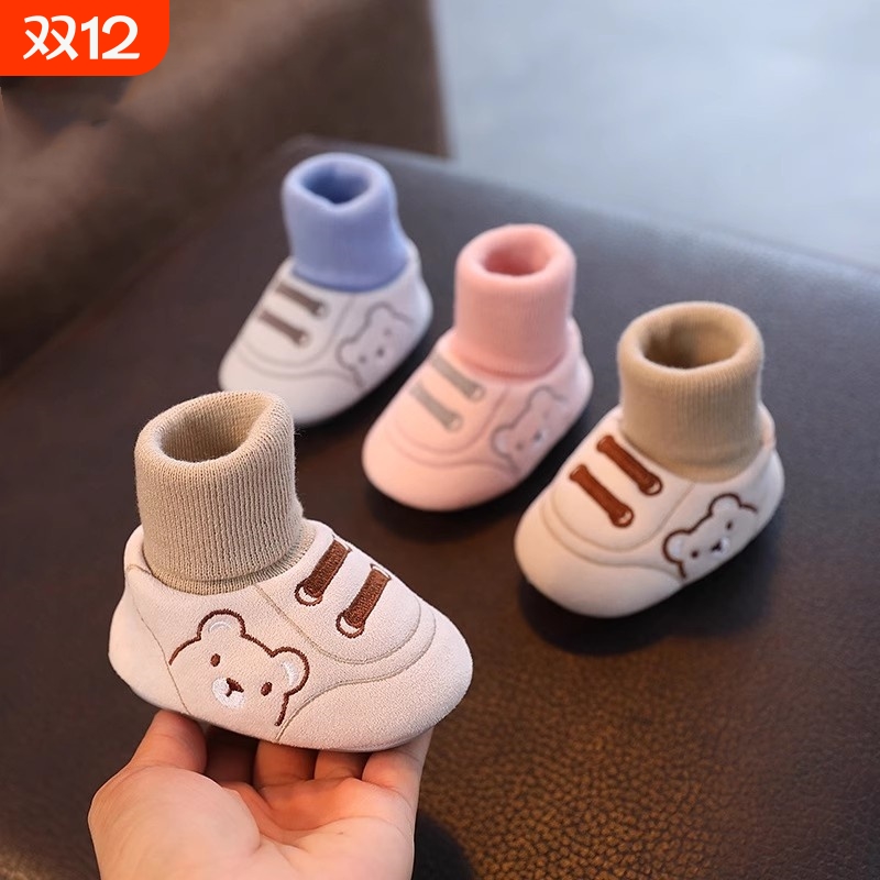 秋冬季婴儿0-1岁3-6-12个月8布鞋男女宝宝防滑学步鞋加厚加绒鞋子