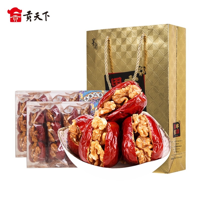 枣夹核桃600g*2礼盒山西特产混合休闲零食红枣夹核桃仁干枣子大枣