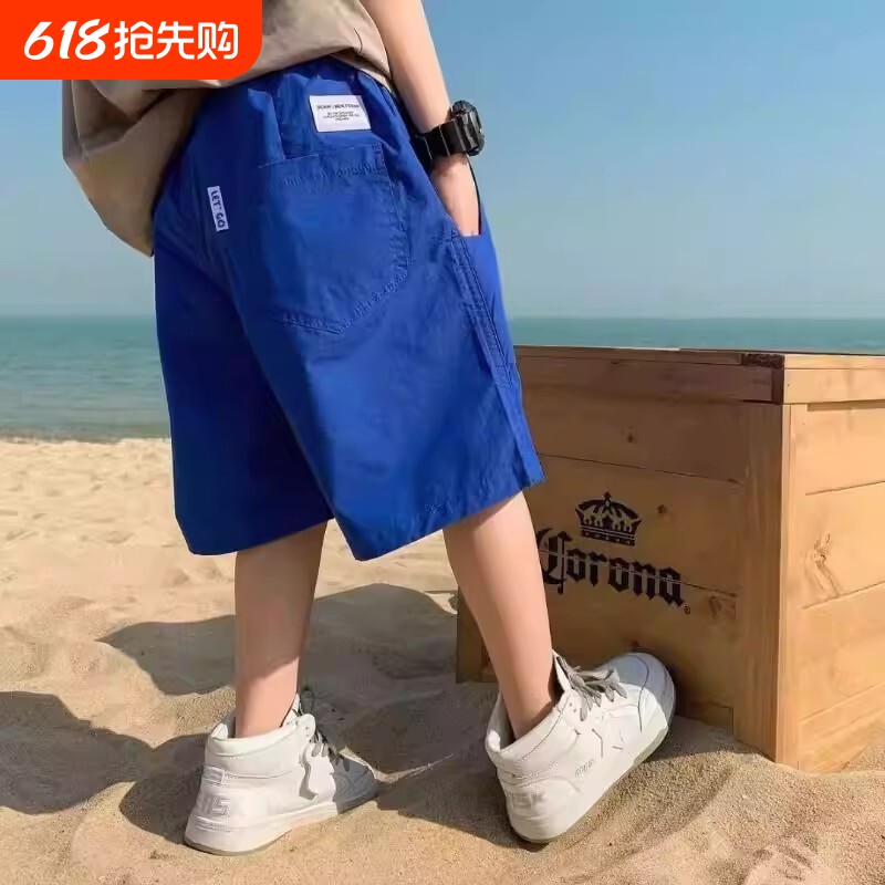 4色多巴胺夏季中大男童短裤薄款休闲沙滩裤儿童五分裤速干柔透气
