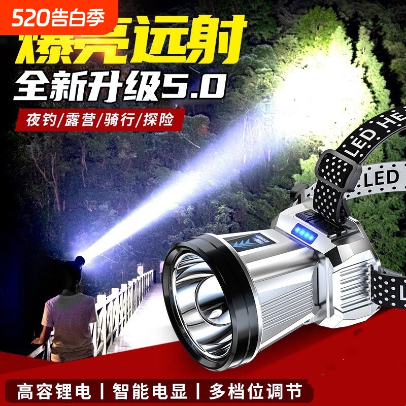 公牛适用头戴式强光头灯led防水长续航手电筒可感应矿灯户外照明